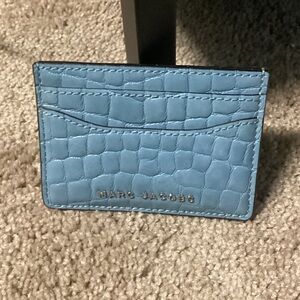 Marc Jacobs Light Blue Croc-Embossed Card Case